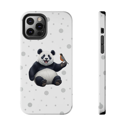 Cute Panda Bear with American Robin Animal iPhone Case - Dual-Layer PC/TPU Protective Cover for iPhone