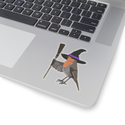 Robin Halloween Witch Hat Bird Sticker