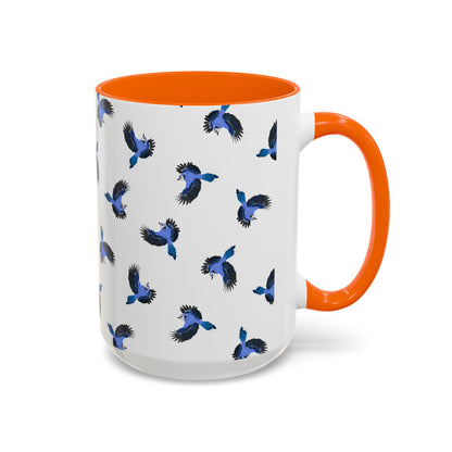 Blue Jay All-Over Pattern Accent Mug | Colorful Bird Lover Gift for Birdwatchers