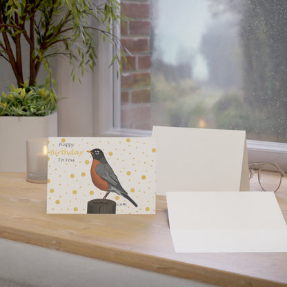 American Robin Birthday Cards – Card – Premium Matte Bird Greeting