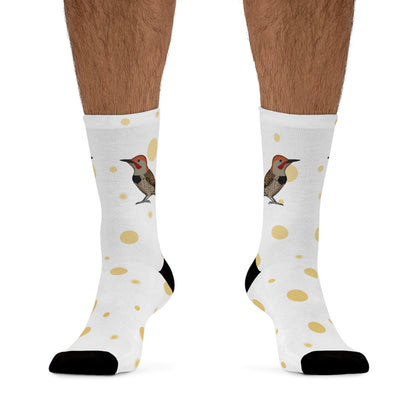 Northern Flicker with Golden Dots Birding & Birdwatching Bird Socks White