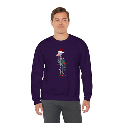 Shoebill with Fairy Lights Santa Claus Christmas Bird Sweatshirt