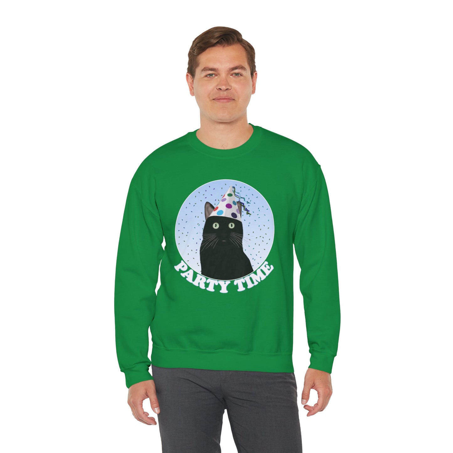 Black Cat Celebrating Party Time Cat Lover Sweatshirt