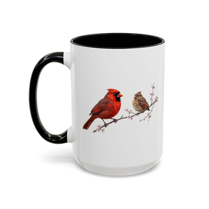 Northern Cardinal & Fledgling Two-Tone Mug | Spring Bird Lover Gift