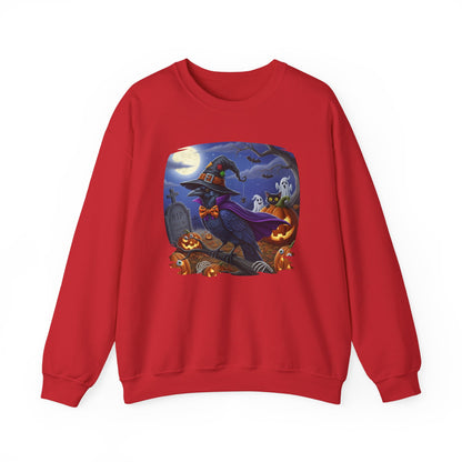 Black Raven Halloween Bird Sweatshirt - Spooky Halloween Costume for Bird Lovers