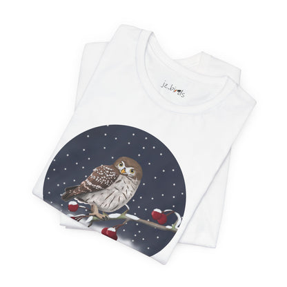 Owl on a Winter Branch Birdwatcher Christmas Bird T-Shirt