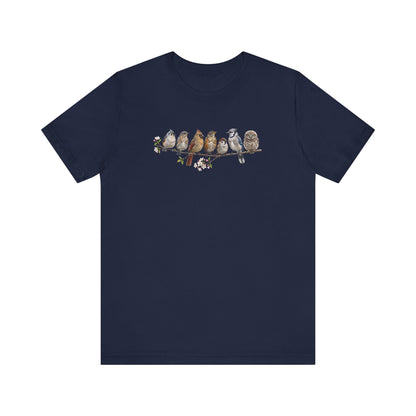 Bluebird Cardinal Blue Jay Robin | 7 Little Fledglings T-Shirt | Cute Baby Birds Graphic Tee
