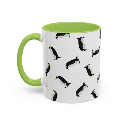 Pinguin Tasse mit Streumuster | Vogelmotiv Kaffeebecher für Vogelbeobachter & Naturfreunde – Accent Coffee Mug, Birds Design