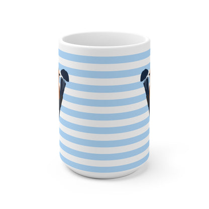 Rotkehlchen Vogel Tasse als Geschenk zur Einschulung Blau Weiß