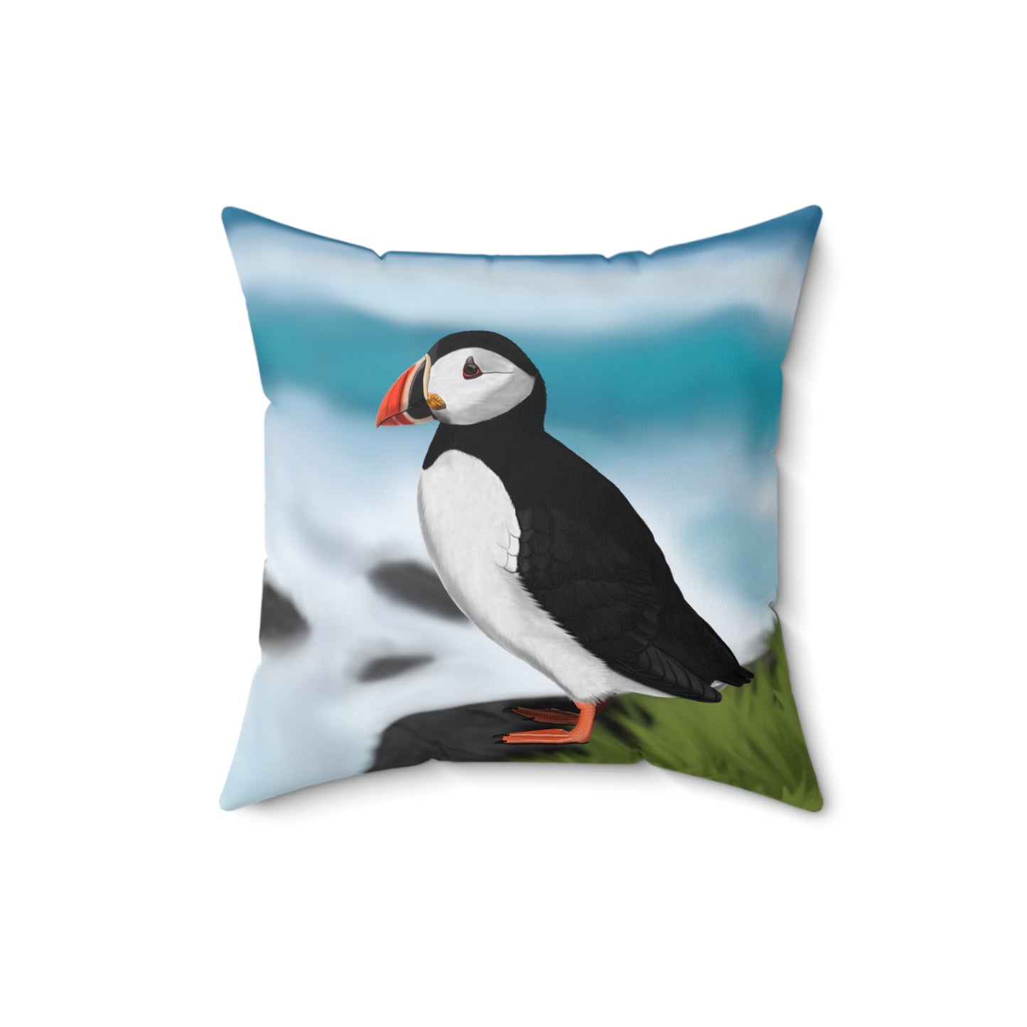 Puffin Birdlover Bird Throw Pillow 16"x16"