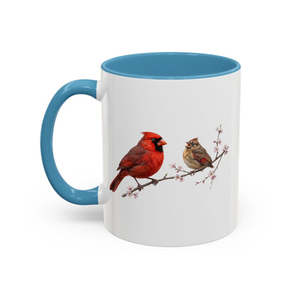 Northern Cardinal & Fledgling Two-Tone Mug | Spring Bird Lover Gift