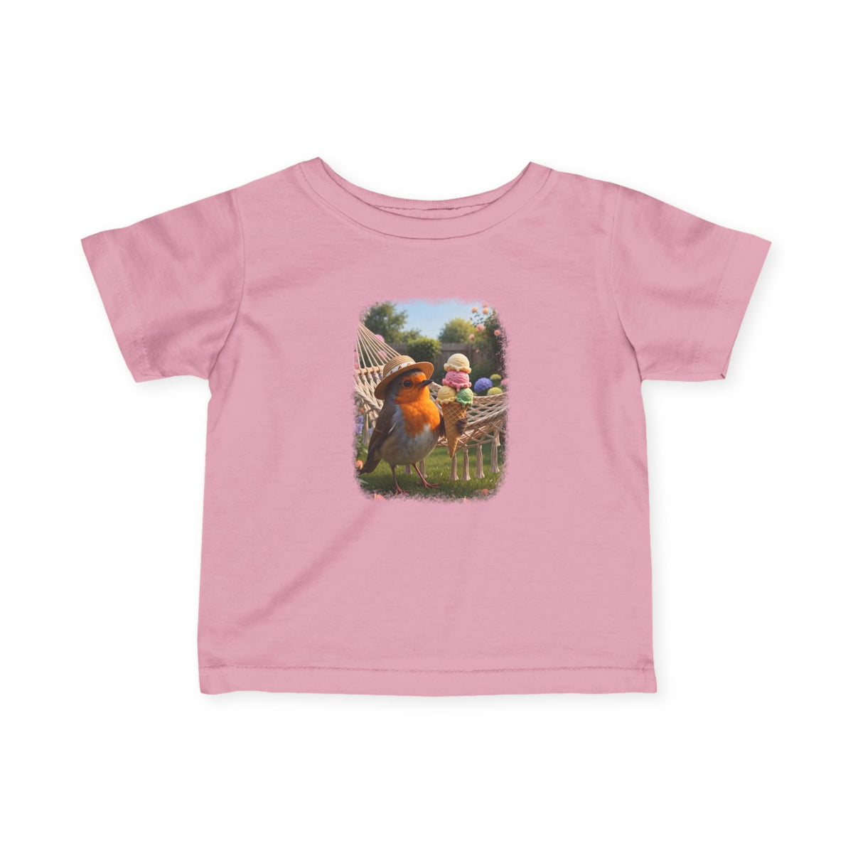 Robin Rosi with Ice Cream Cute Bird Baby & Toddler Fine Jersey T-Shirt