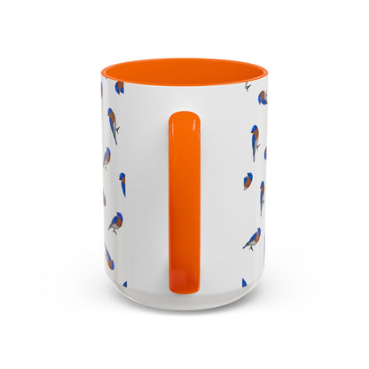 Bluebird All-Over Pattern Accent Mug | Colorful Bird Lover Gift for Birdwatchers