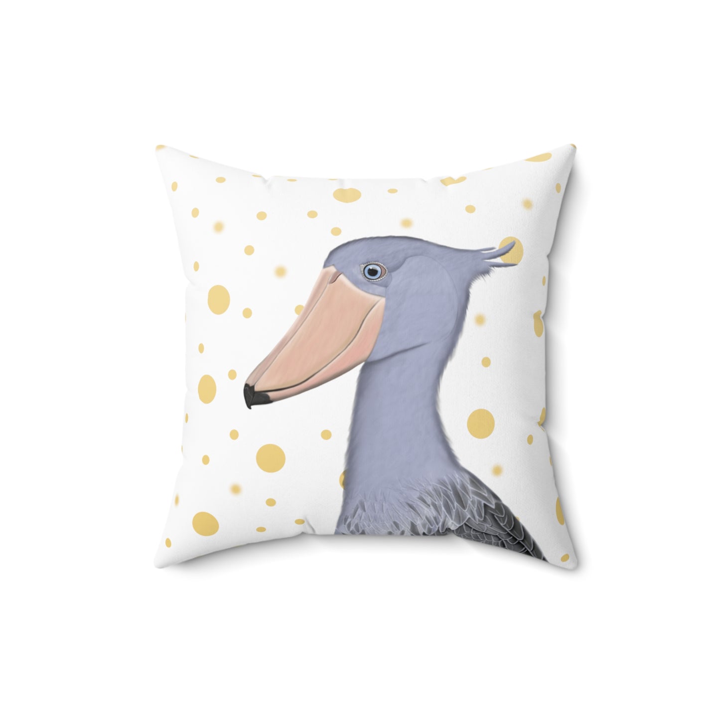 Shoebill Golden Dots Birdlover Bird Throw Pillow 16"x16" White