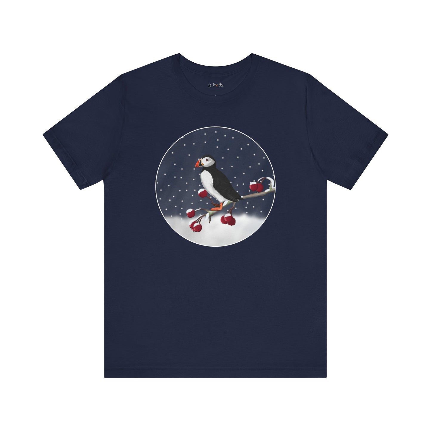 Puffin on a Winter Branch Birdwatcher Christmas Bird T-Shirt