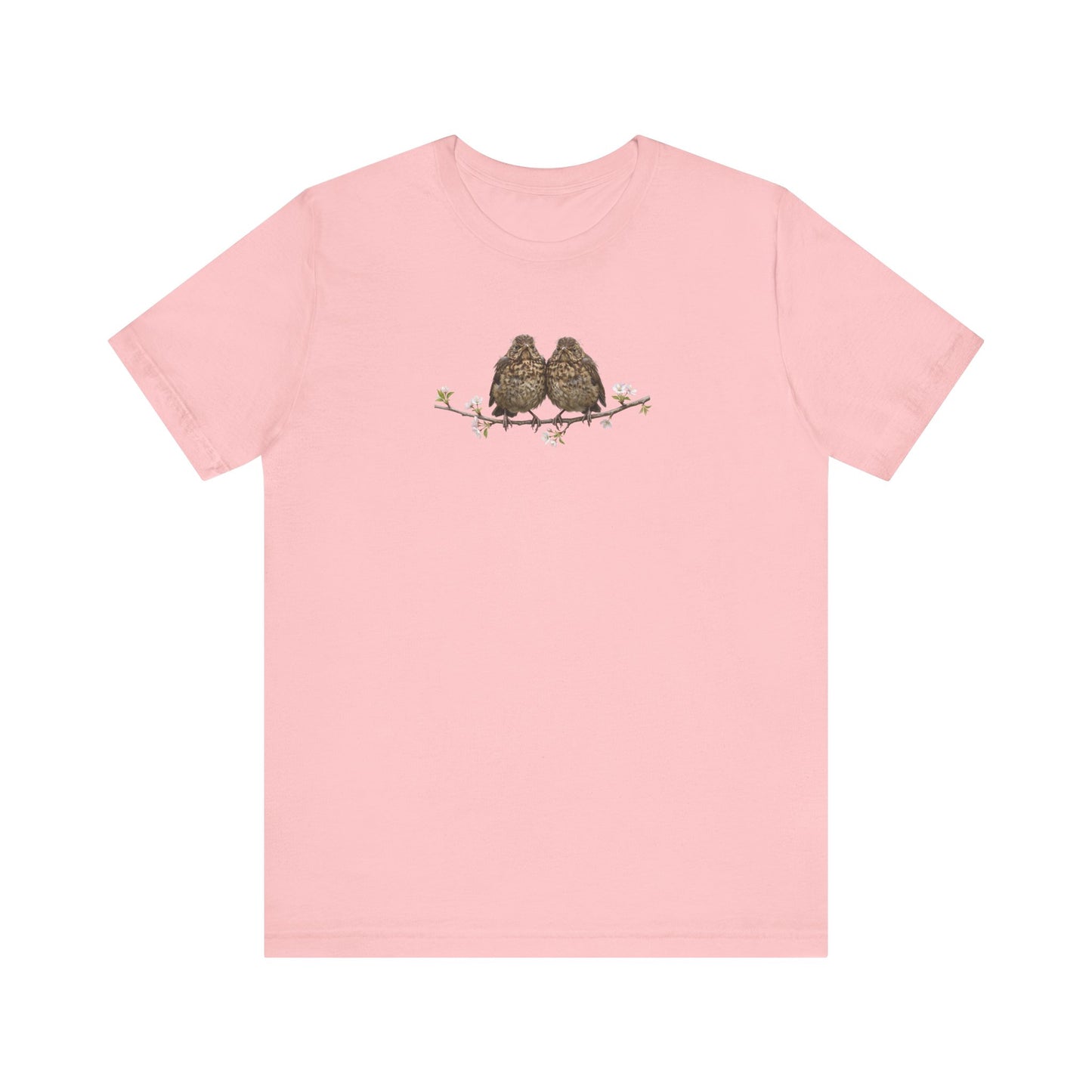 Blackbird Fledgling T-Shirt | Spring Blossoms Unisex Graphic Tee for Bird Watchers
