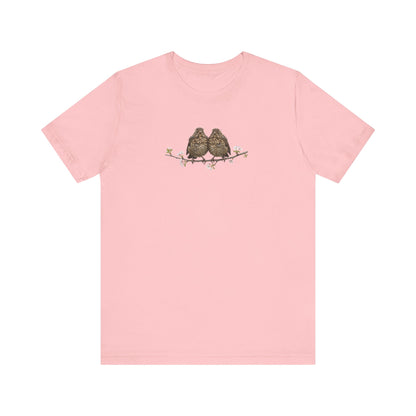Blackbird Fledgling T-Shirt | Spring Blossoms Unisex Graphic Tee for Bird Watchers