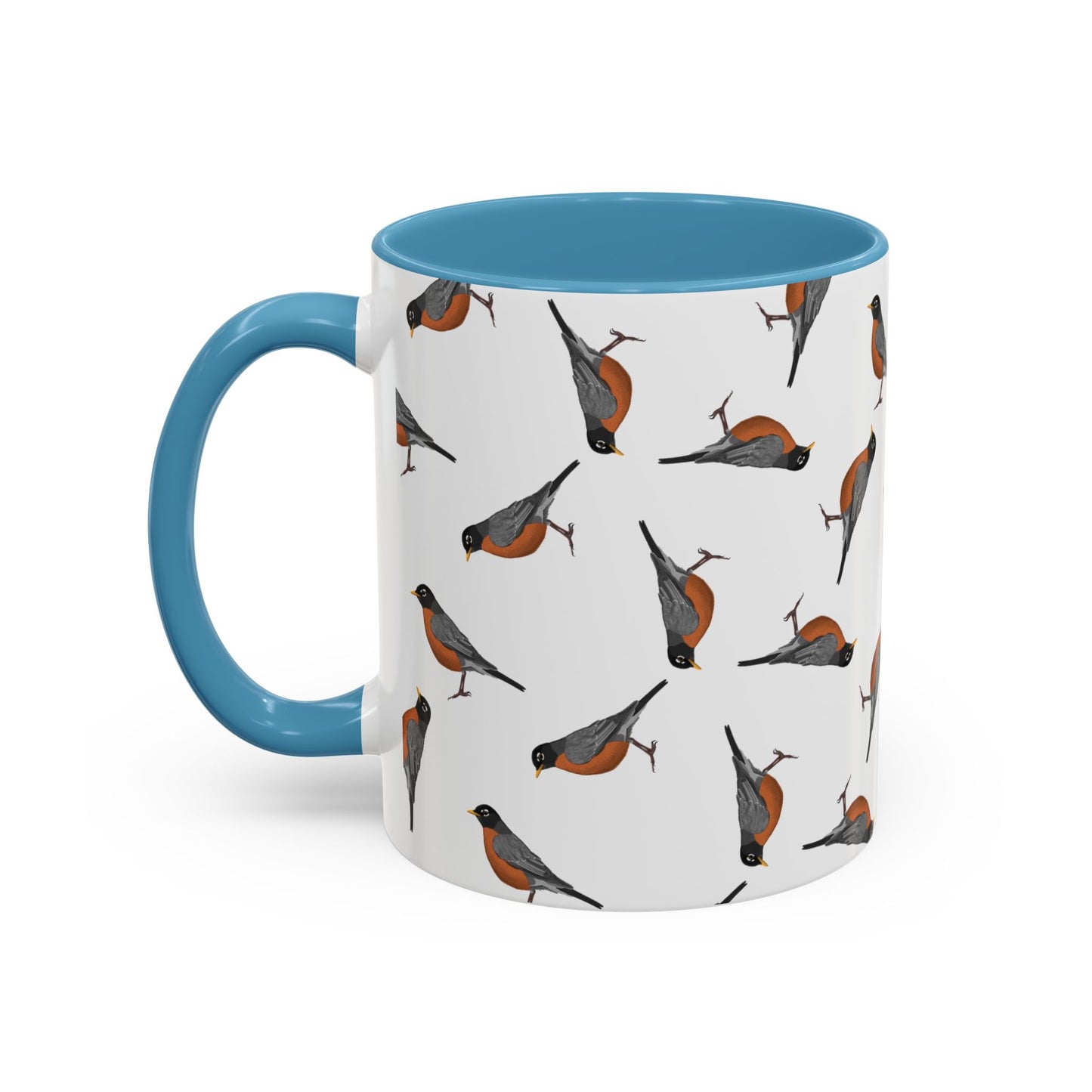 American Robin All-Over Pattern Accent Mug | Colorful Bird Lover Gift for Birdwatchers