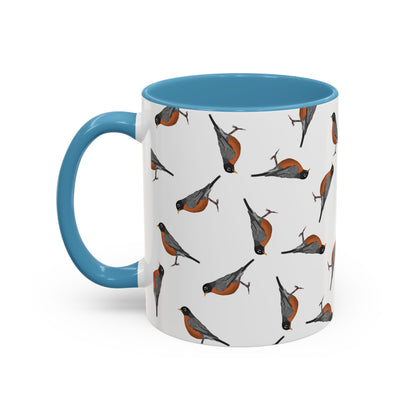 American Robin All-Over Pattern Accent Mug | Colorful Bird Lover Gift for Birdwatchers