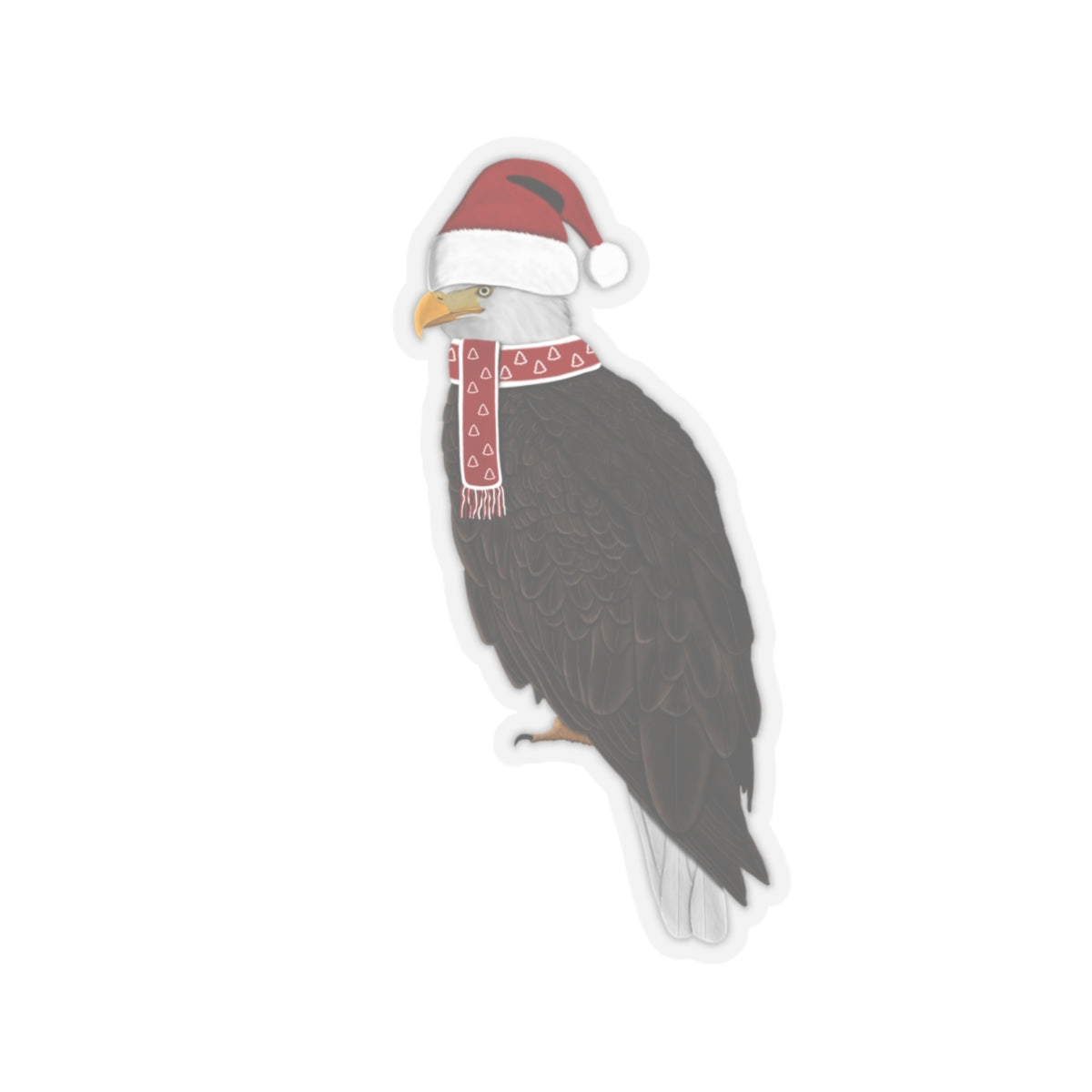 Bald Eagle with Santa Claus Hat and Scarf Christmas Bird Sticker