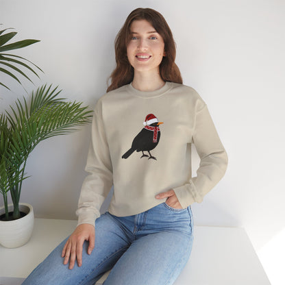 Blackbird with Christmas Hat Bird Birdwatcher Sweatshirt