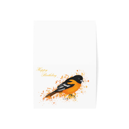 Baltimore Oriole Birthday Card Happy Birthday – Premium Matte Bird Greeting Card