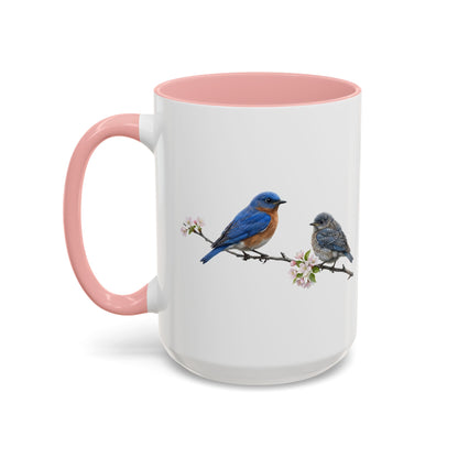 Eastern Bluebird & Fledgling Two-Tone Mug | Spring Bird Lover Gift