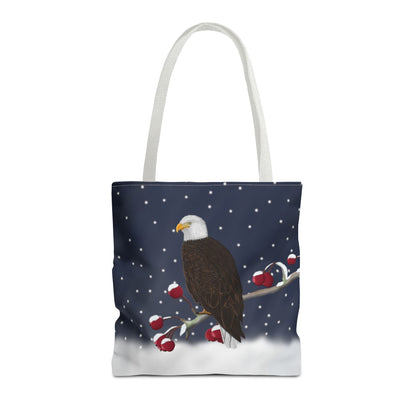 Bald Eagle on a Winter Branch Christmas Bird Tote Bag 16"x16"