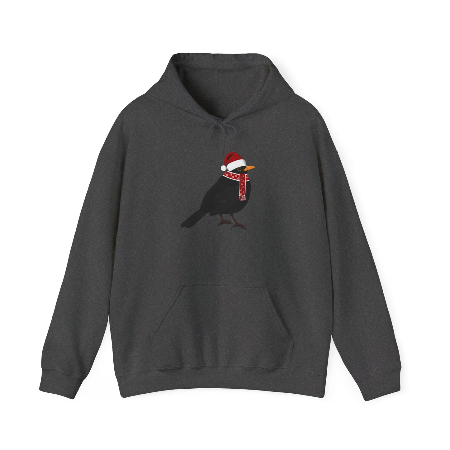 Blackbird Christmas Bird with Santa Hat Birdwatcher Birdlover Hoodie