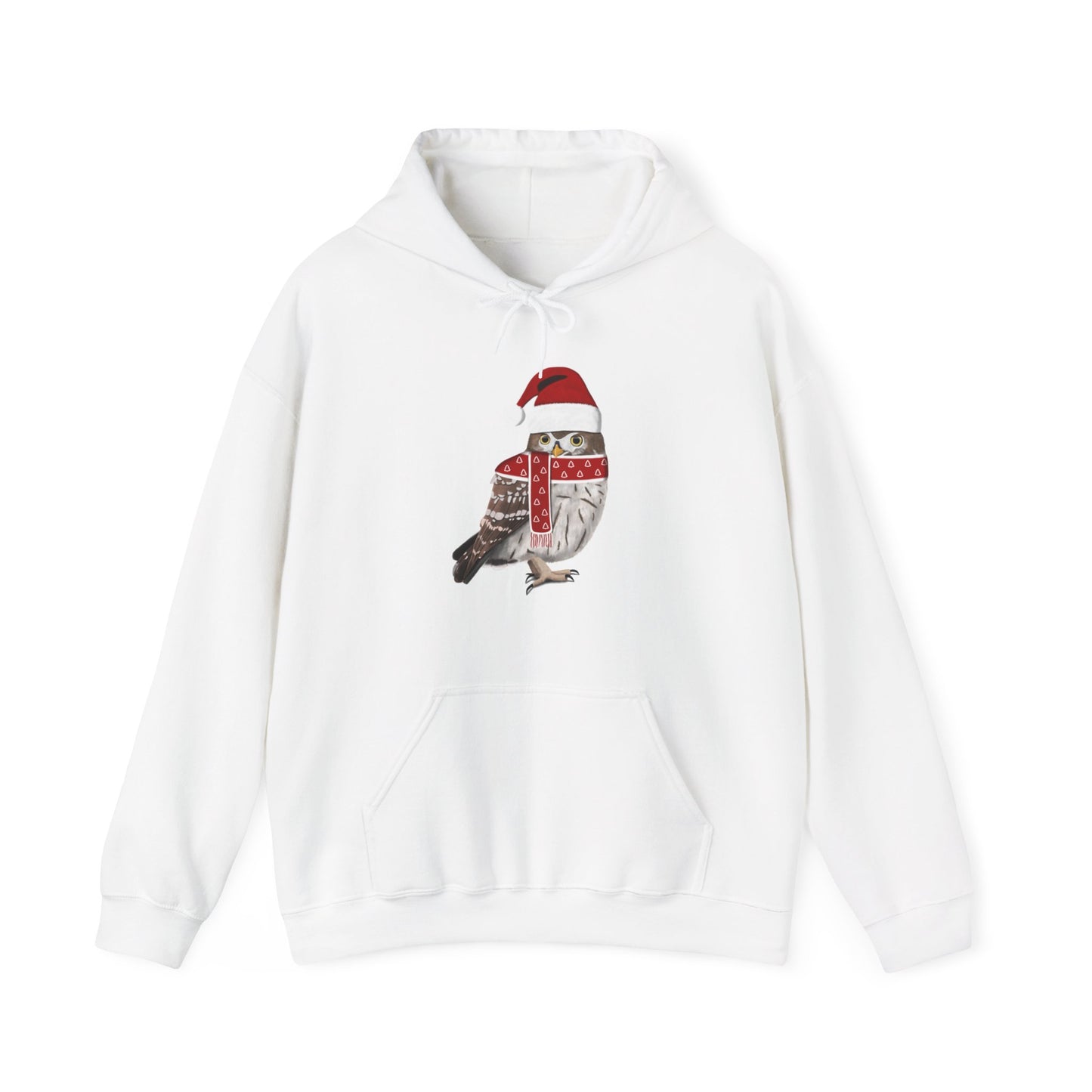 Owl Christmas Bird with Santa Hat Birdwatcher Birdlover Hoodie