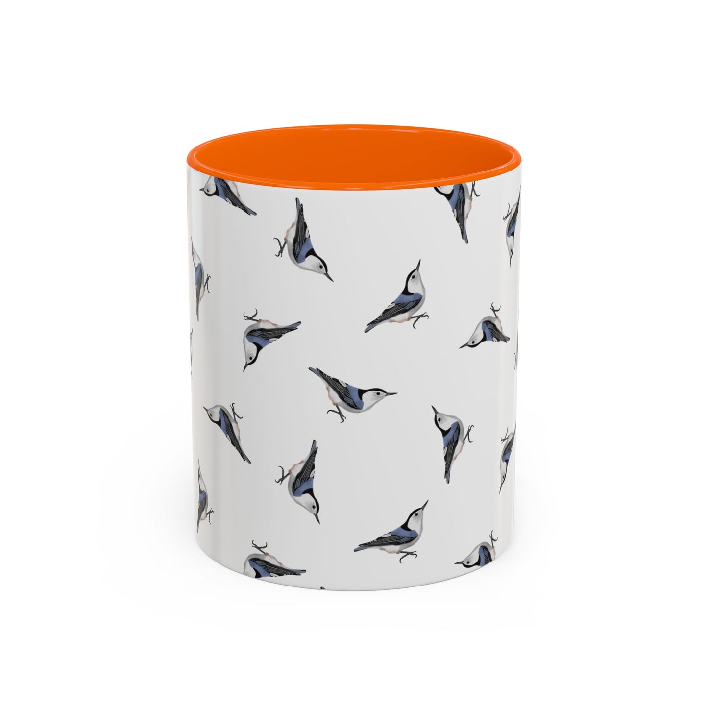 Nuthatch All-Over Pattern Accent Mug | Colorful Bird Lover Gift for Birdwatchers