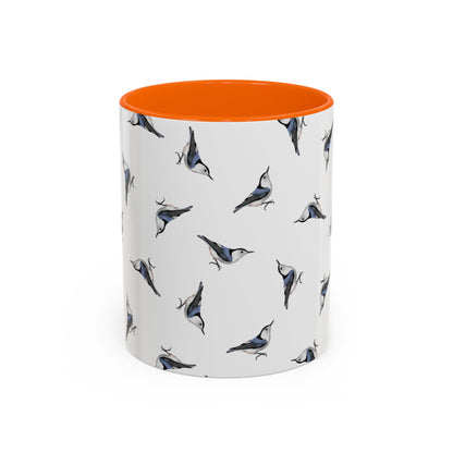 Nuthatch All-Over Pattern Accent Mug | Colorful Bird Lover Gift for Birdwatchers