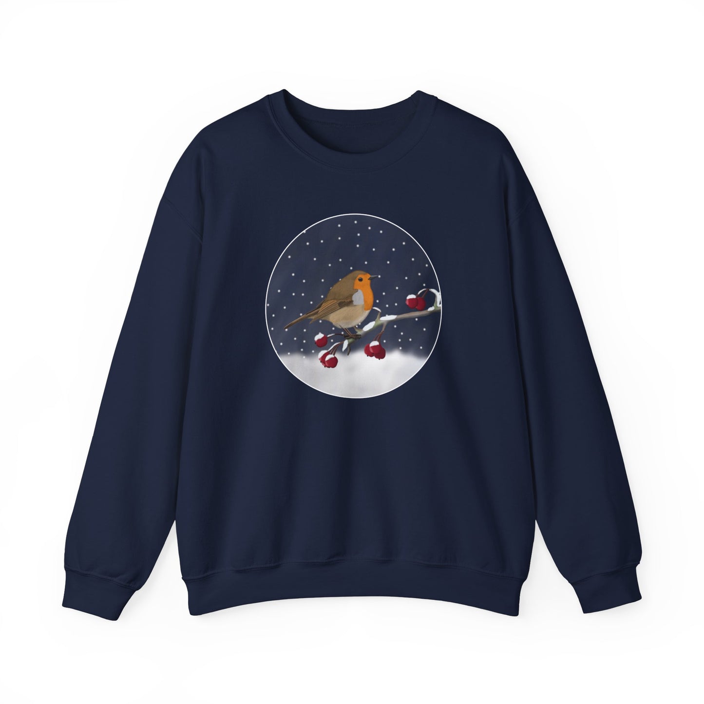 Robin on a Winter Branch Christmas Bird Sweatshirt