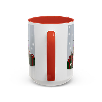 European Robin with Christmas Hat and Scarf Snow Bird Coffee Mug