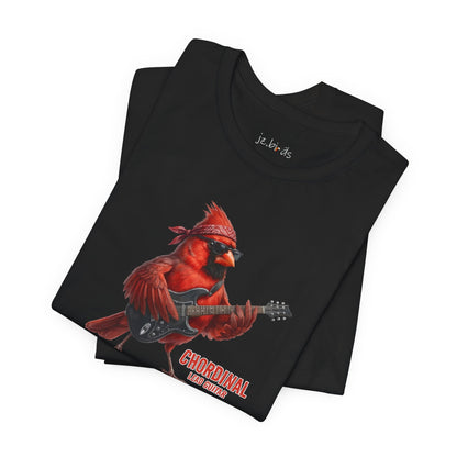 The Chordinal Graphic Tee – Northern Cardinal Guitarist – Funny Rock Band Bird Shirt