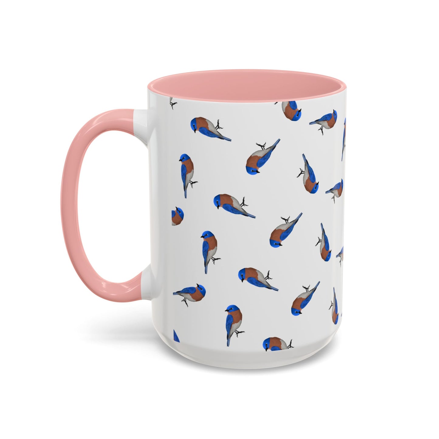 Bluebird All-Over Pattern Accent Mug | Colorful Bird Lover Gift for Birdwatchers