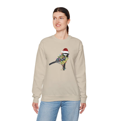 Chickadee with Fairy Lights Santa Claus Christmas Bird Sweatshirt