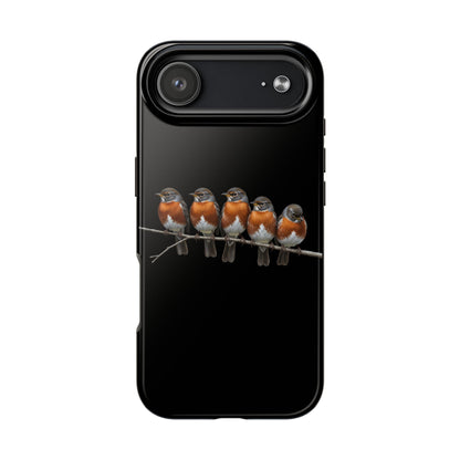 アメリカンロビン デュアルレイヤー iPhoneケース 枝にとまる鳥たち - 鳥類学者や鳥愛好家へのプレゼントに最適