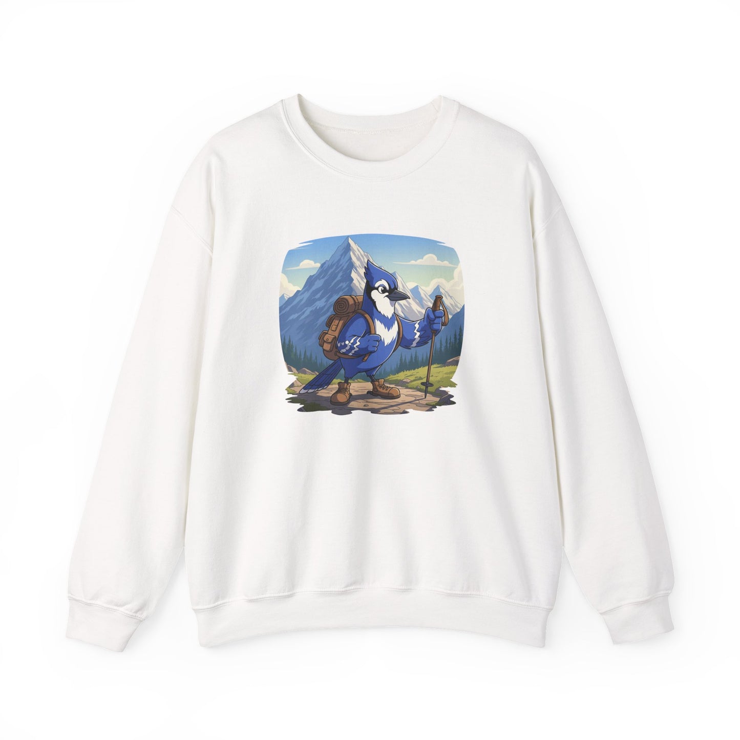 Blue Jay Hiking Sweatshirt Funny Blue Jay on a Hike Bird Watchers & Bird Lovers