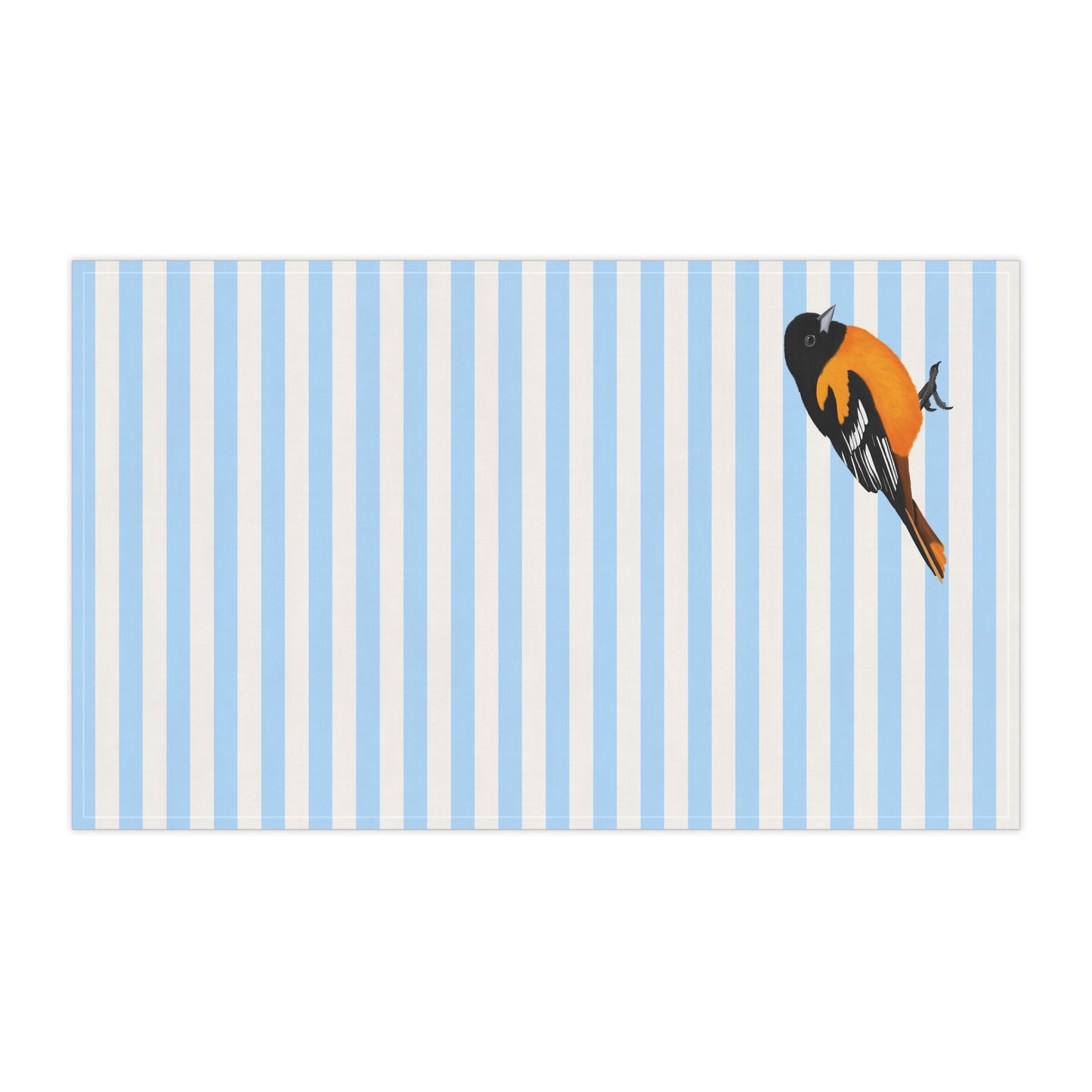 Baltimore Oriole Bird Art Kitchen Towel Blue White 18" × 30"