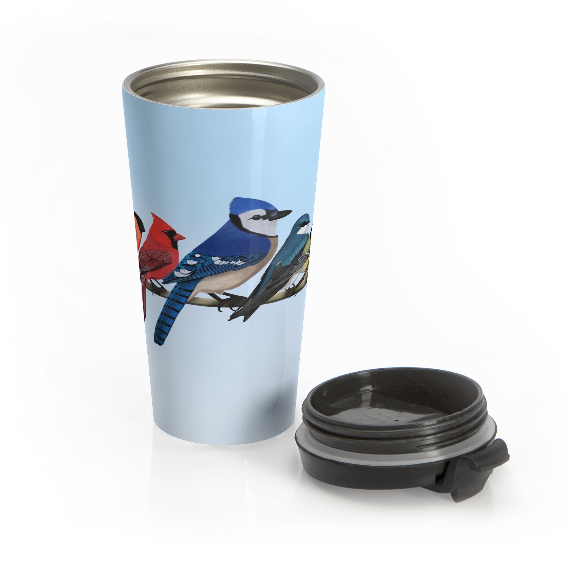 Garden Birds Blue Jay Cardinal Bird Stainless Steel Travel Mug 15oz