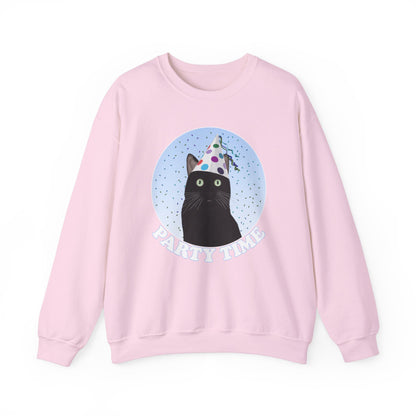 Black Cat Celebrating Party Time Cat Lover Sweatshirt