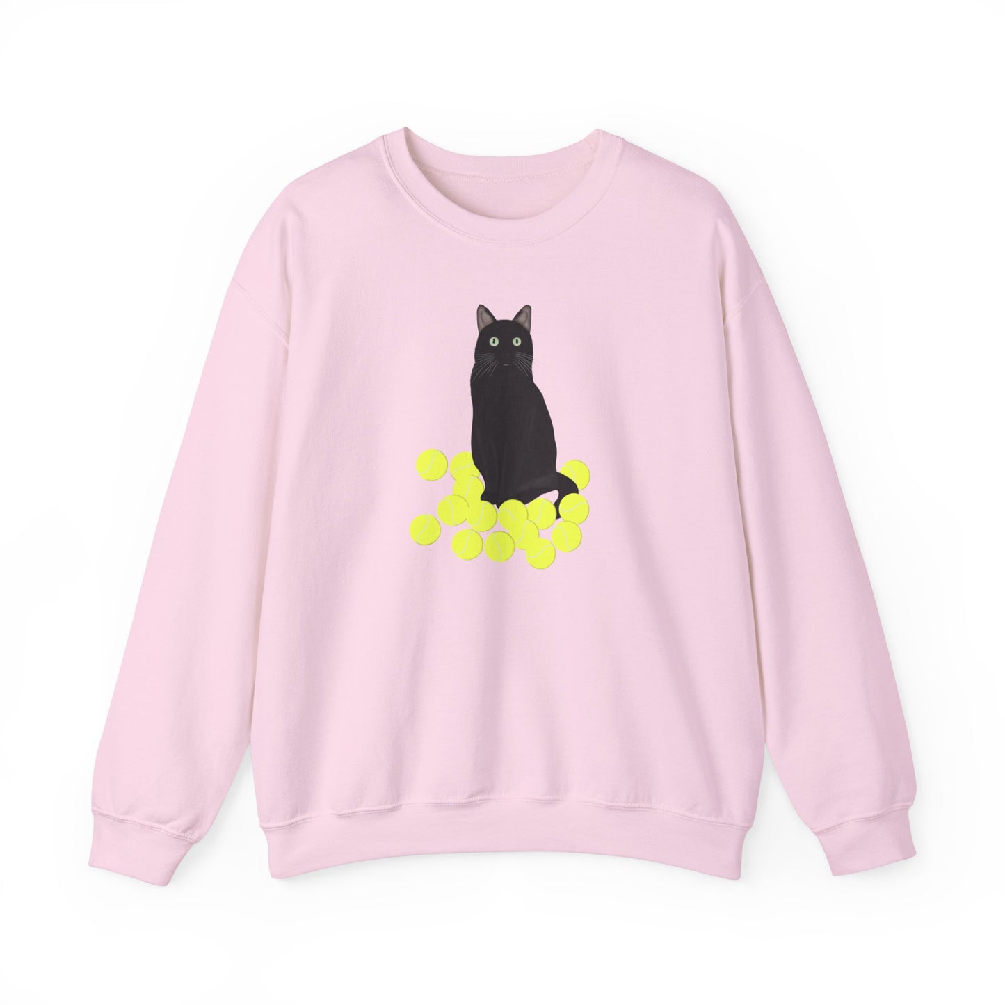 Black Cat with Tennis Balls Cat Lover Sweatshirt