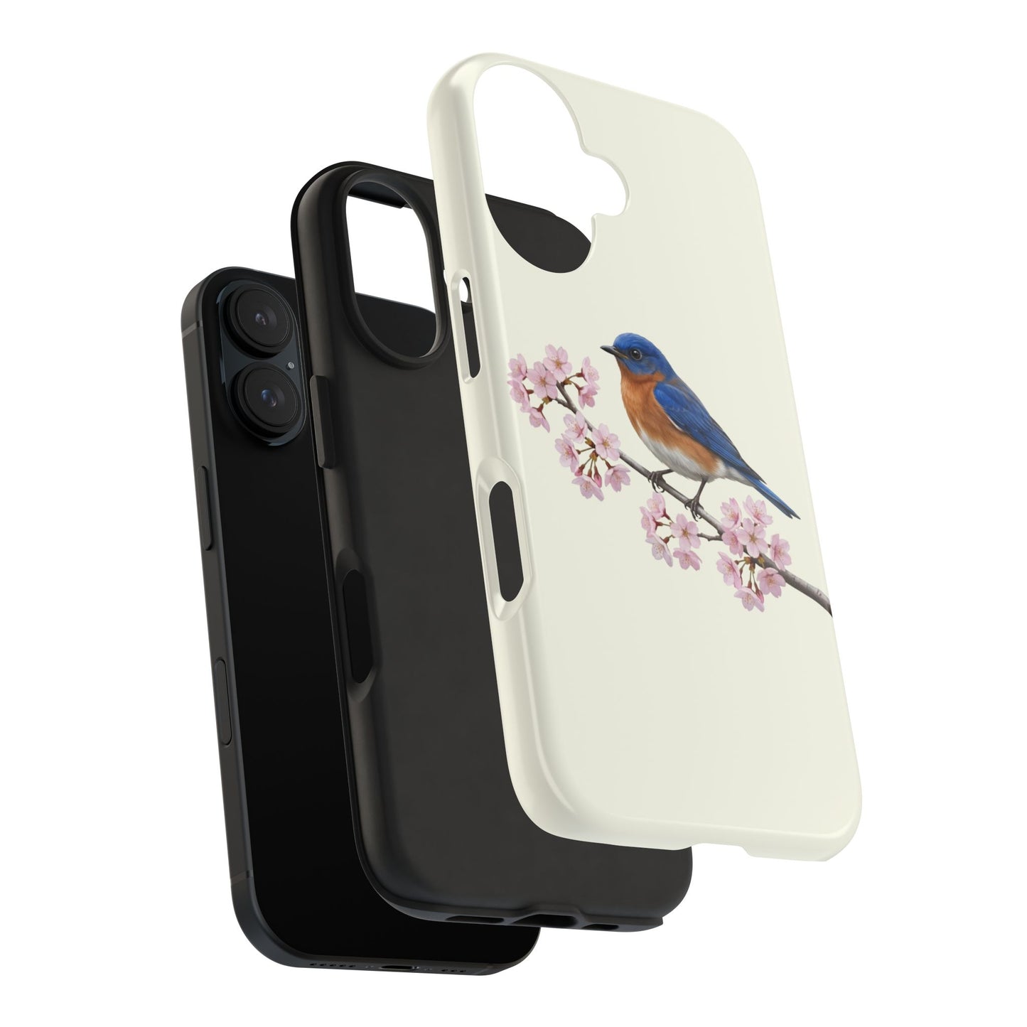 Bluebird & Cherry Blossom Tough iPhone Case Creamy White