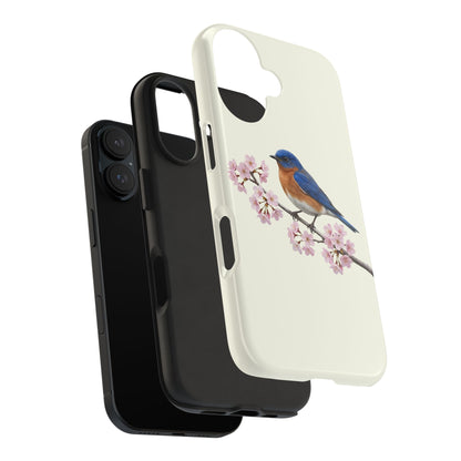 Bluebird & Cherry Blossom Tough iPhone Case Creamy White