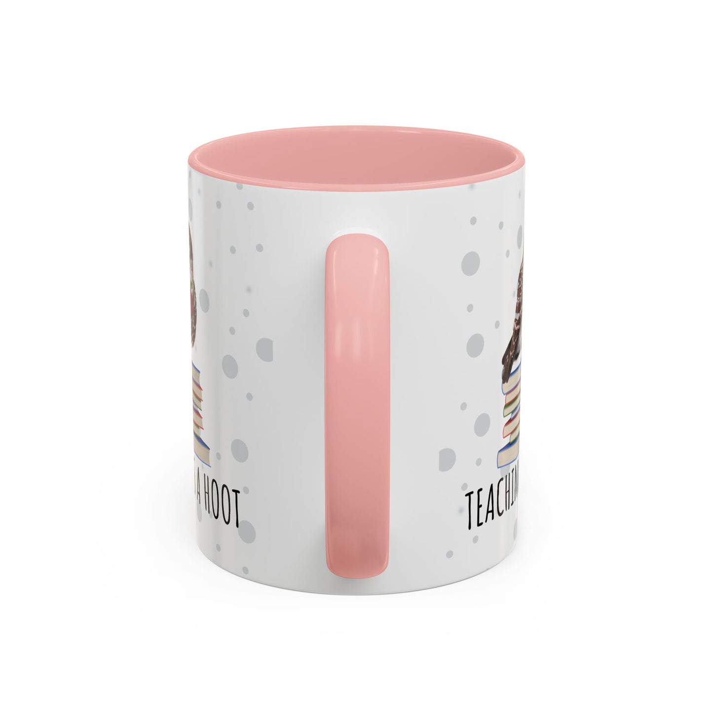 Cute Owl on Books Teacher Mug – Teaching is a Hoot – Two-Tone Classroom Coffee Cup