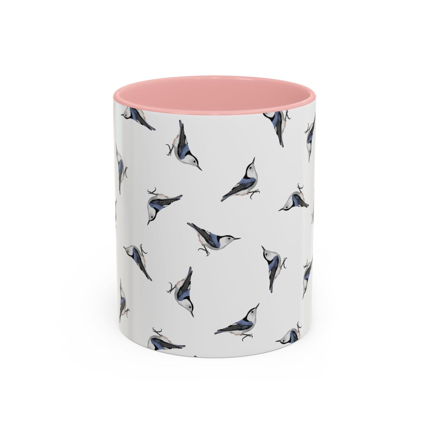 Nuthatch All-Over Pattern Accent Mug | Colorful Bird Lover Gift for Birdwatchers