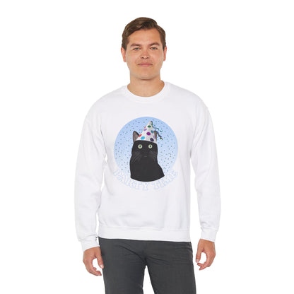 Black Cat Celebrating Party Time Cat Lover Sweatshirt