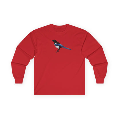 Magpie Birding & Birdwatching Bird Cotton Long Sleeve T-Shirt