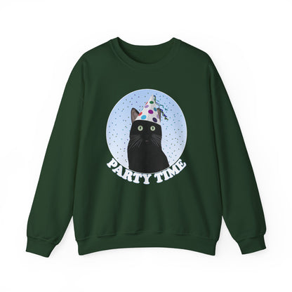 Black Cat Celebrating Party Time Cat Lover Sweatshirt